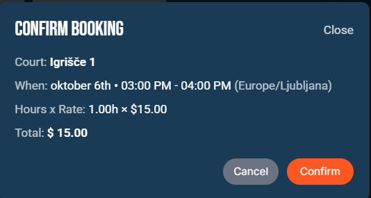 Mobile booking confirmation example