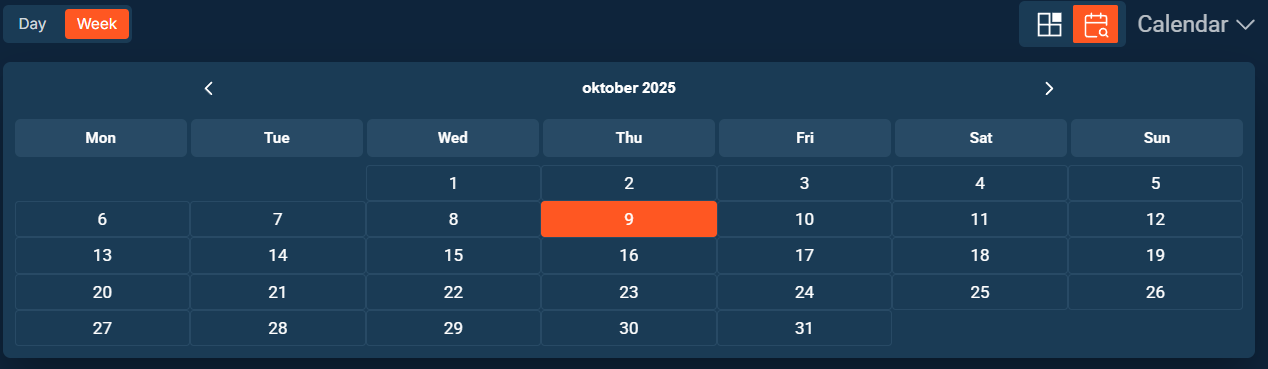Calendar navigation example