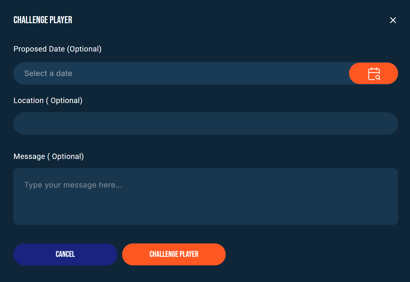 Player Profile Challenge Form