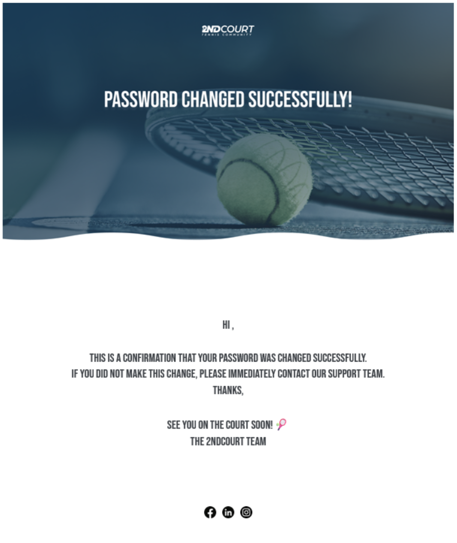 Change password confirmation email